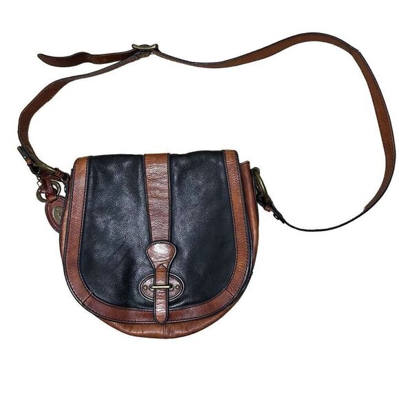 Vintage Fossil Crossbody Saddlebag Cow Hide Leather - Picture 1 of 8
